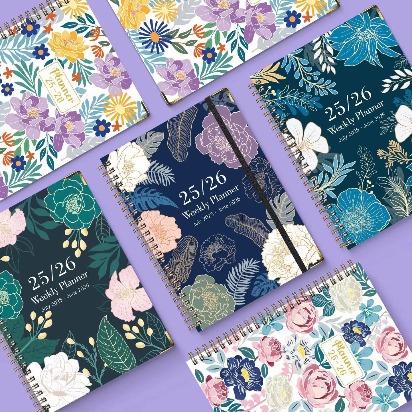 2025 Custom A5/A6 English Notebook – Vintage Flower, Spiral-Bound (Planner with Bookmark | Work & Sports Schedule)