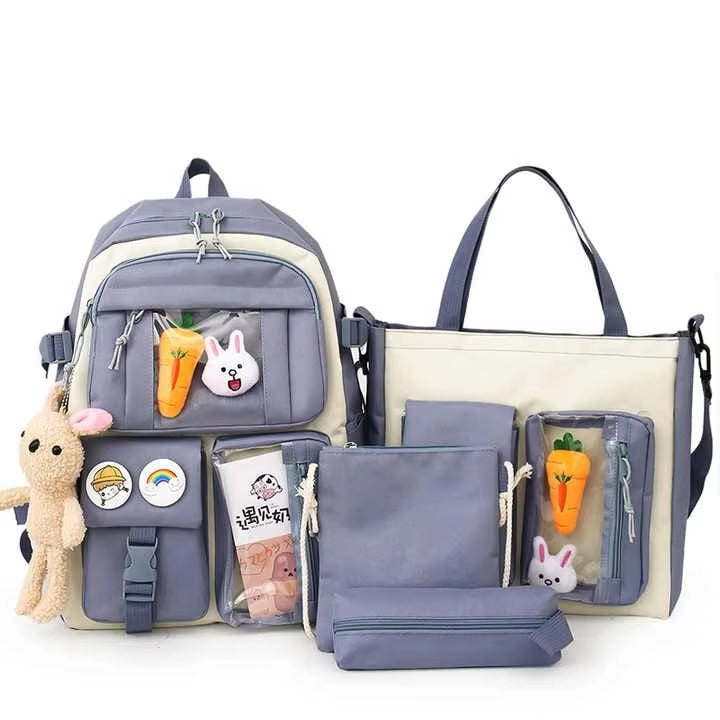 Wholesale Primary School Backpack – Nylon Fabric, Cartoon Design (With Bear Pencil Case | For Students)