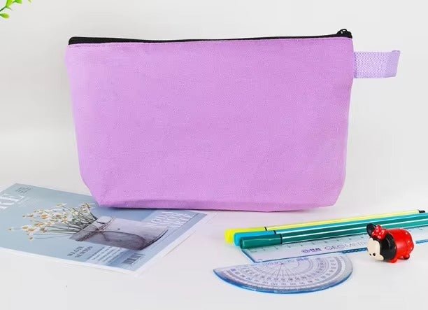 Custom Logo Canvas Pencil Case – Large Capacity, Zippered (Fabric Storage Pouch for Stationery)