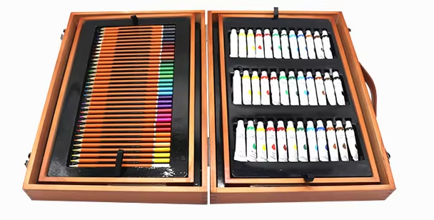 145-Piece Deluxe Art Stationery Set – Aluminum Case with Handle (Drawing, Coloring, Painting for Kids & Students)
