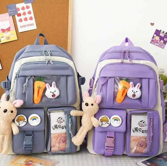 Wholesale Primary School Backpack – Nylon Fabric, Cartoon Design (With Bear Pencil Case | For Students)