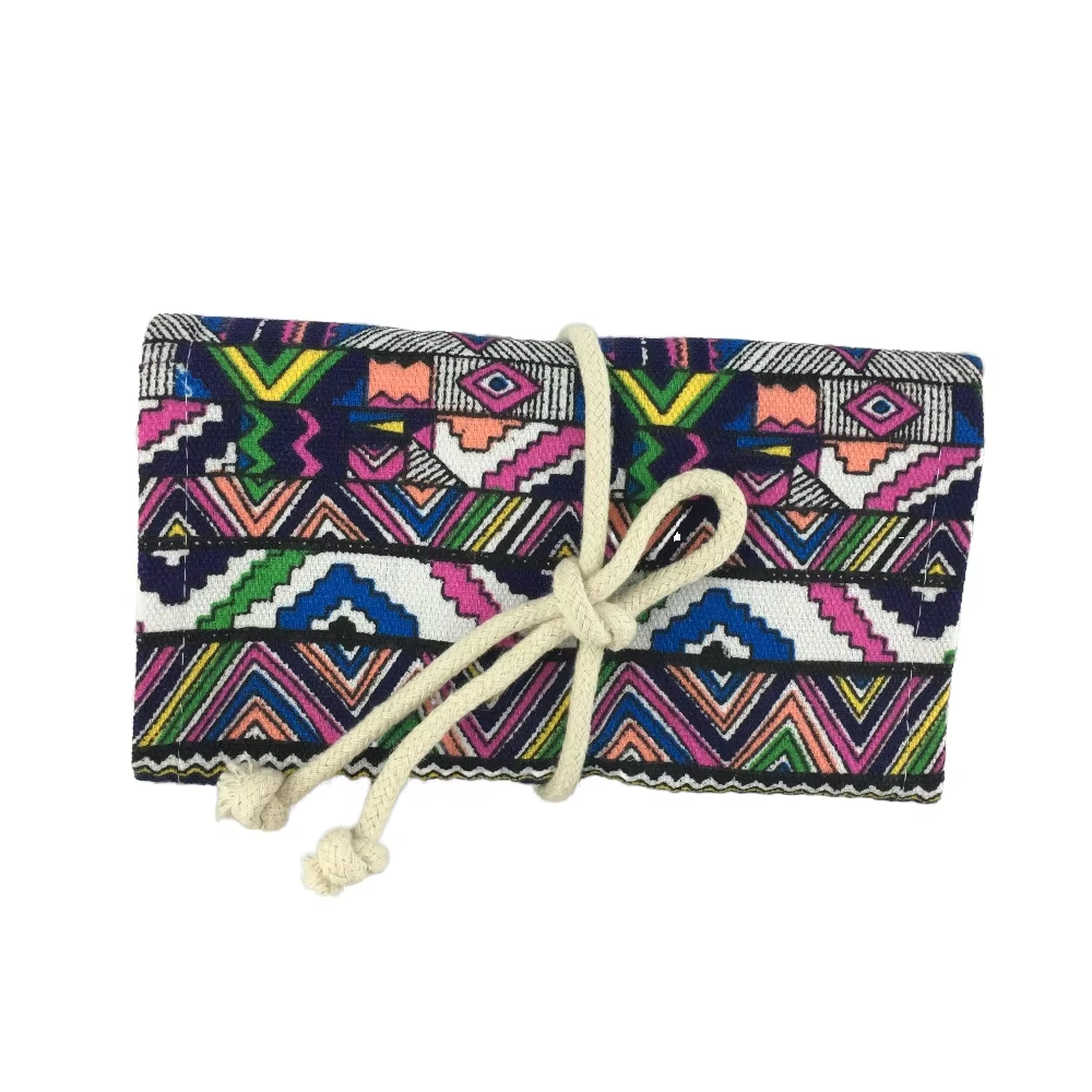 Fashion Pattern Canvas Roll-Up Pencil Case – Artist-Grade Stationery Bag
