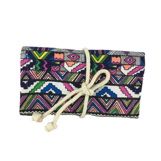 Fashion Pattern Canvas Roll-Up Pencil Case – Artist-Grade Stationery Bag