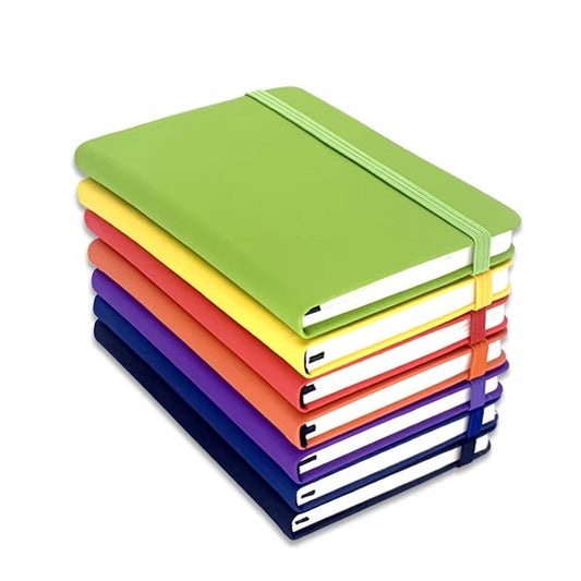 Custom Logo A5 Notebook – PU Leather Cover, Elastic Band (Student Stationery | Business Promotion Gift)