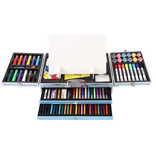 238-Piece Art Stationery Set – Aluminum Case with Handle (Drawing, Coloring, Painting for Kids & Students)