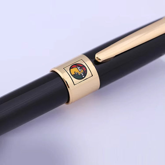 High-Quality Black & Gold Luxury Metal Fountain Pen – Custom Logo Available
