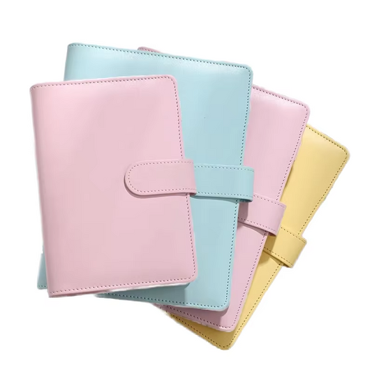 Creative A6 Loose-Leaf Notebook – Macaron PU Leather, Zipper Binder (Blank Kraft Paper)