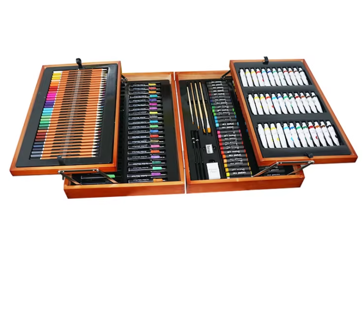 130-Piece Hot-Sale Art Stationery Set – High-Quality, Colorful Drawing (Wooden Box, For Kids & Students)