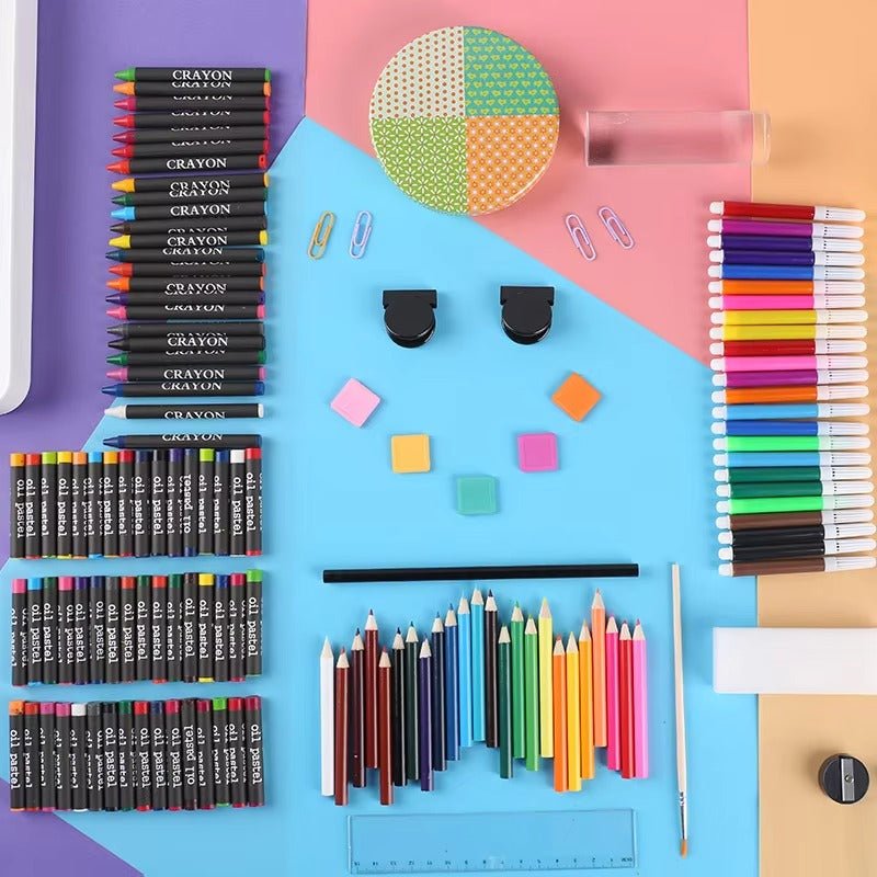90-Piece Art Stationery Set – Drawing, Coloring & Painting (For Kids & Students)