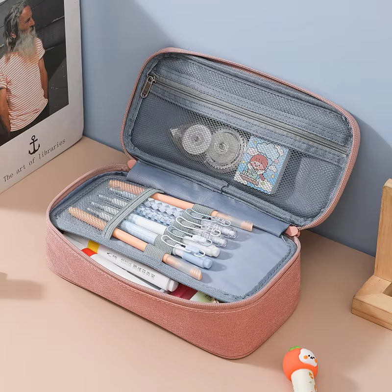 Large-Capacity Solid Color Canvas Pencil Case – Ins Style (Kids' School Stationery Storage for Students)