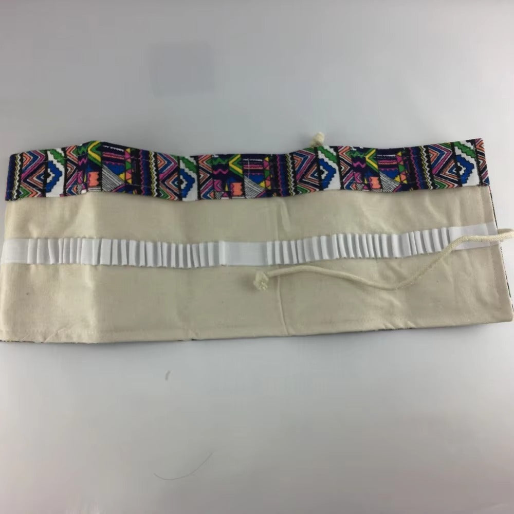 Fashion Pattern Canvas Roll-Up Pencil Case – Artist-Grade Stationery Bag
