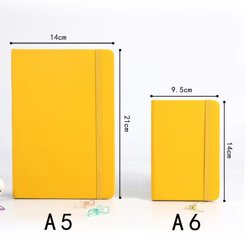 Custom Logo A5 Notebook – PU Leather Cover, Elastic Band (Student Stationery | Business Promotion Gift)