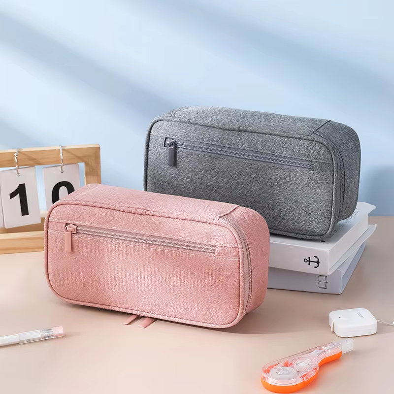 Large-Capacity Solid Color Canvas Pencil Case – Ins Style (Kids' School Stationery Storage for Students)