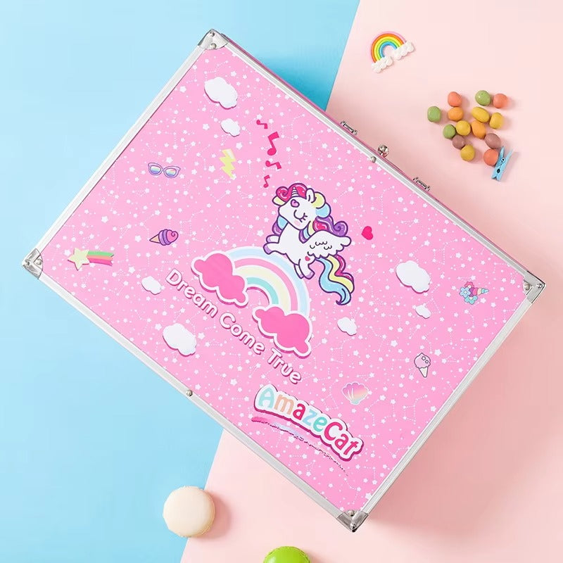 238-Piece Art Stationery Set – Aluminum Case with Handle (Drawing, Coloring, Painting for Kids & Students)