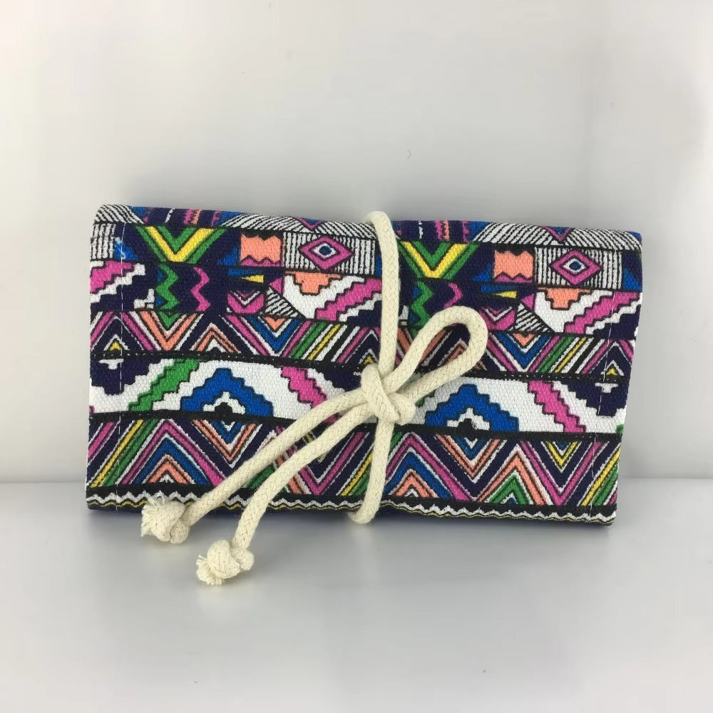 Fashion Pattern Canvas Roll-Up Pencil Case – Artist-Grade Stationery Bag