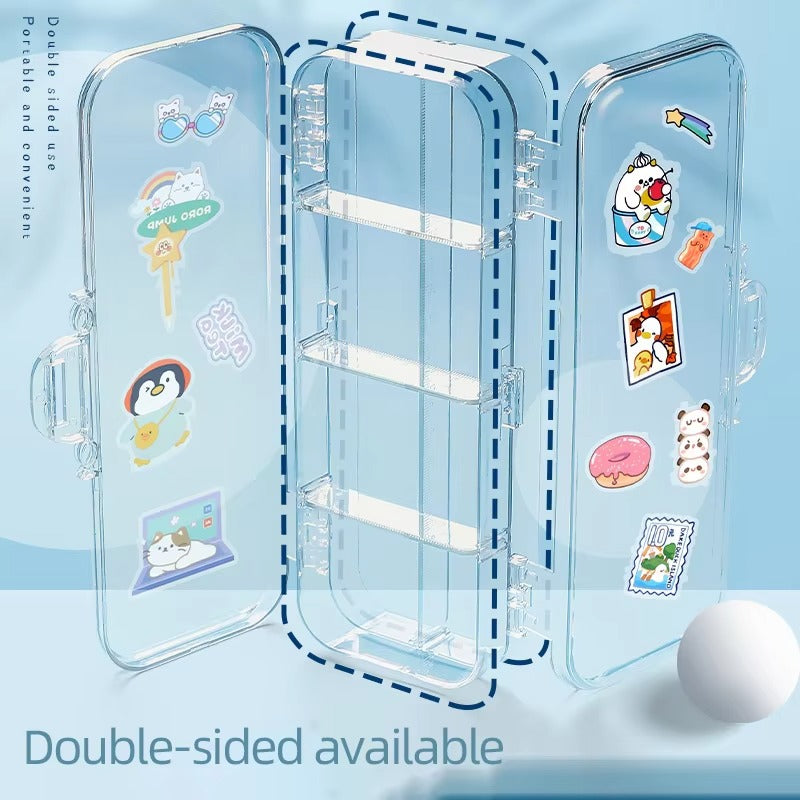 Large-Capacity Double - Storage Transparent Plastic Pencil Case – Simple Design (For Students' Stationery Sets)