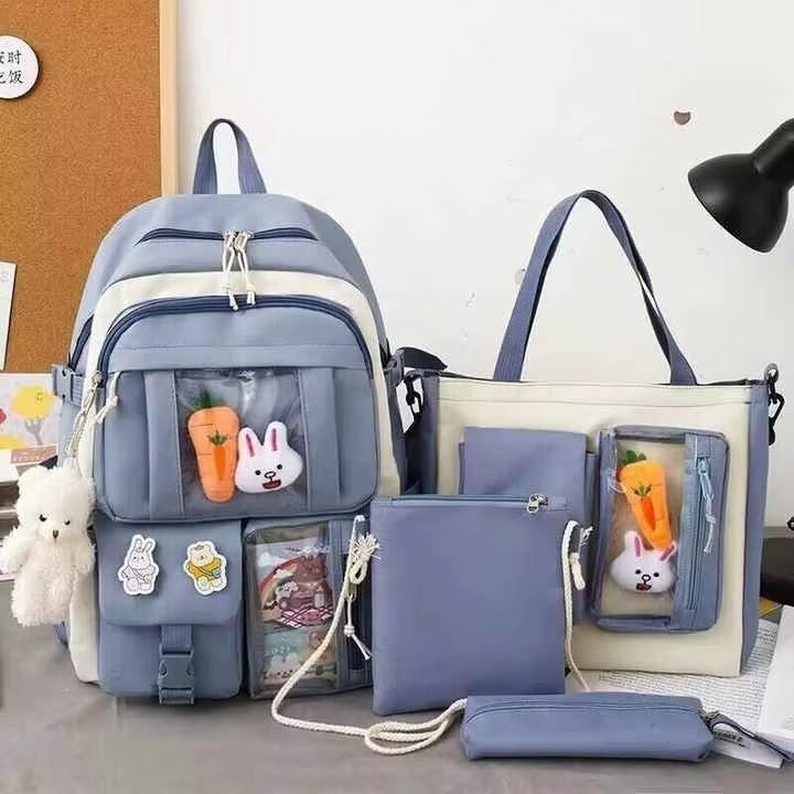 Wholesale Primary School Backpack – Nylon Fabric, Cartoon Design (With Bear Pencil Case | For Students)