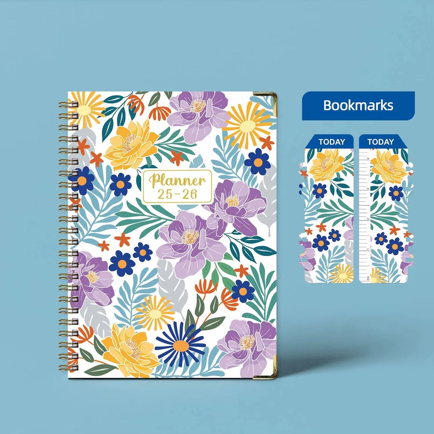 2025 Custom A5/A6 English Notebook – Vintage Flower, Spiral-Bound (Planner with Bookmark | Work & Sports Schedule)