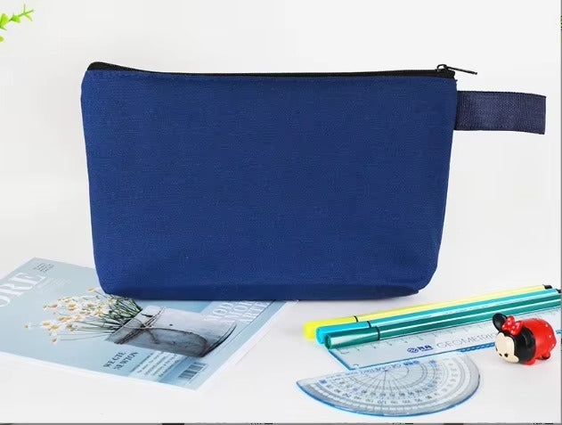 Custom Logo Canvas Pencil Case – Large Capacity, Zippered (Fabric Storage Pouch for Stationery)