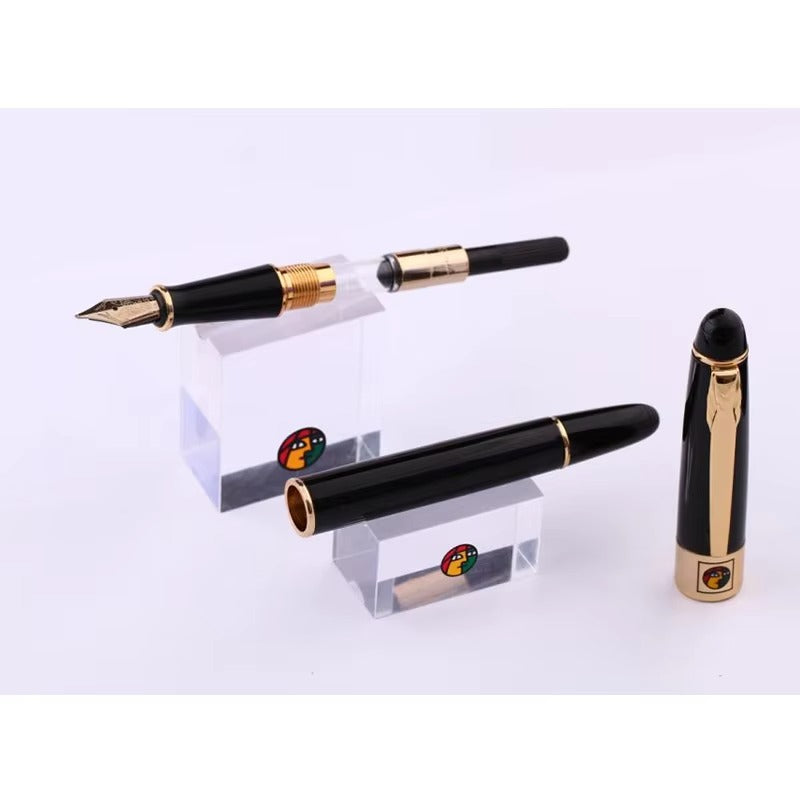 High-Quality Black & Gold Luxury Metal Fountain Pen – Custom Logo Available