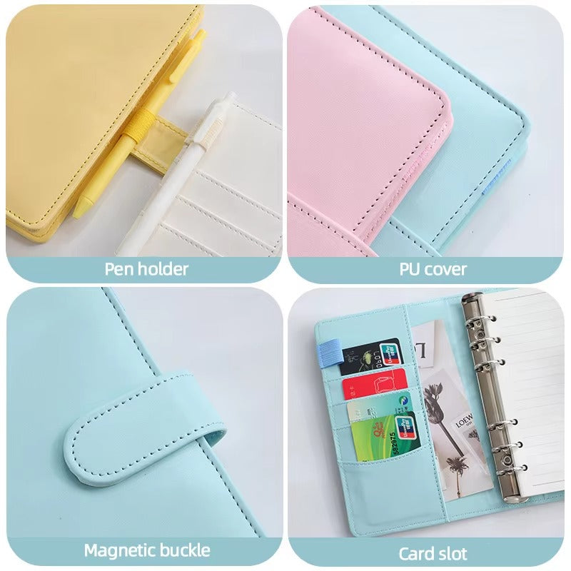 Customized Logo A5 Loose-Leaf Planner – 6-Ring Binder, PU Leather, Candy Colors