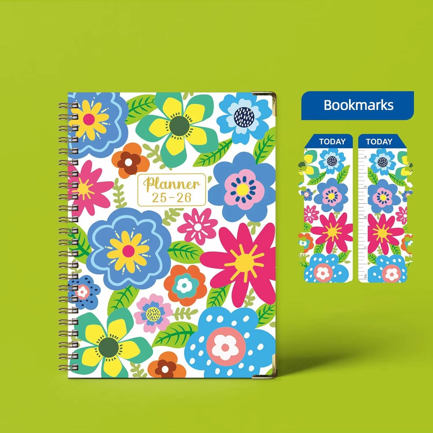 2025 Custom A5/A6 English Notebook – Vintage Flower, Spiral-Bound (Planner with Bookmark | Work & Sports Schedule)