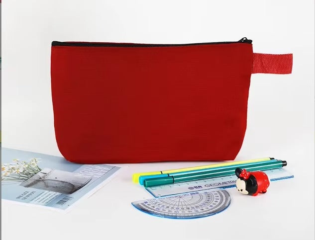 Custom Logo Canvas Pencil Case – Large Capacity, Zippered (Fabric Storage Pouch for Stationery)